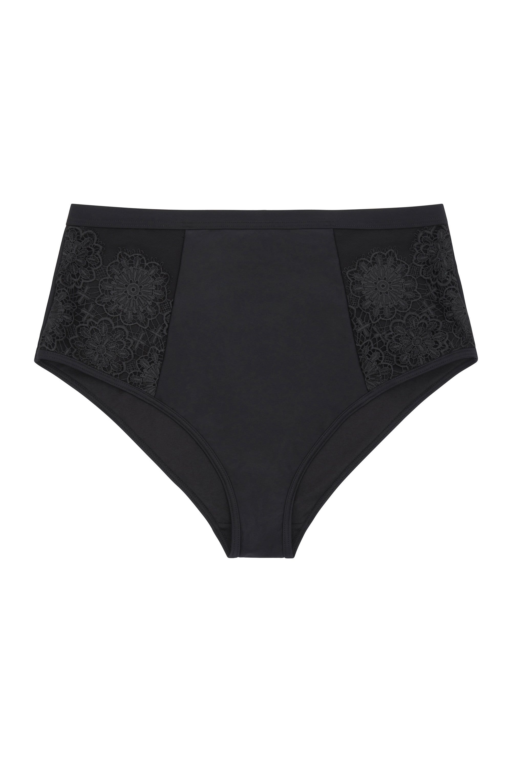 Hunter McGrady Plus Size/Curve Black Lace Panelled Bikini Bottom ...