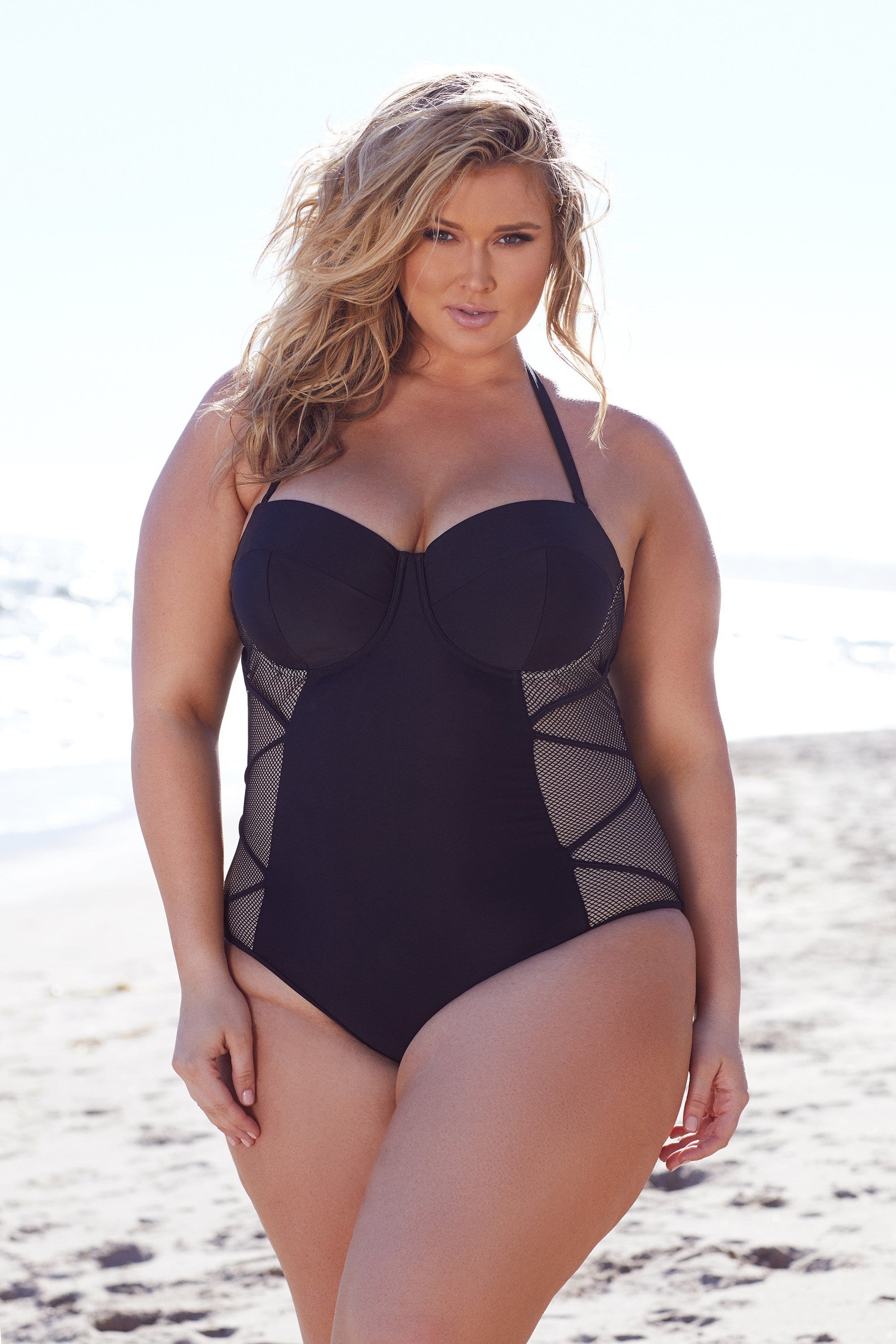 Hunter Mcgrady Plus Size Curve Black Mesh Insert Swimsuit Playful Promises Usa