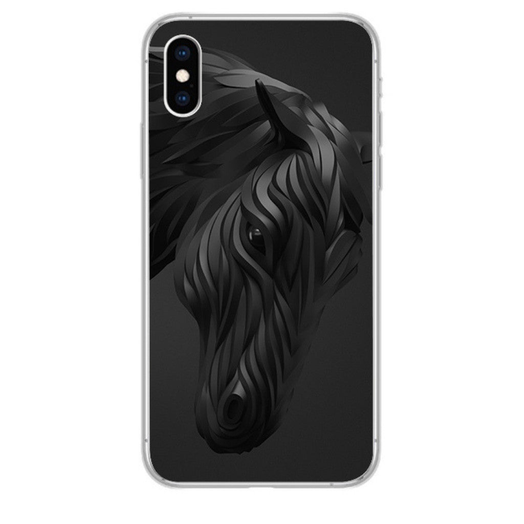 Coque Iphone 3D Cheval Noir Sk-48556-0
