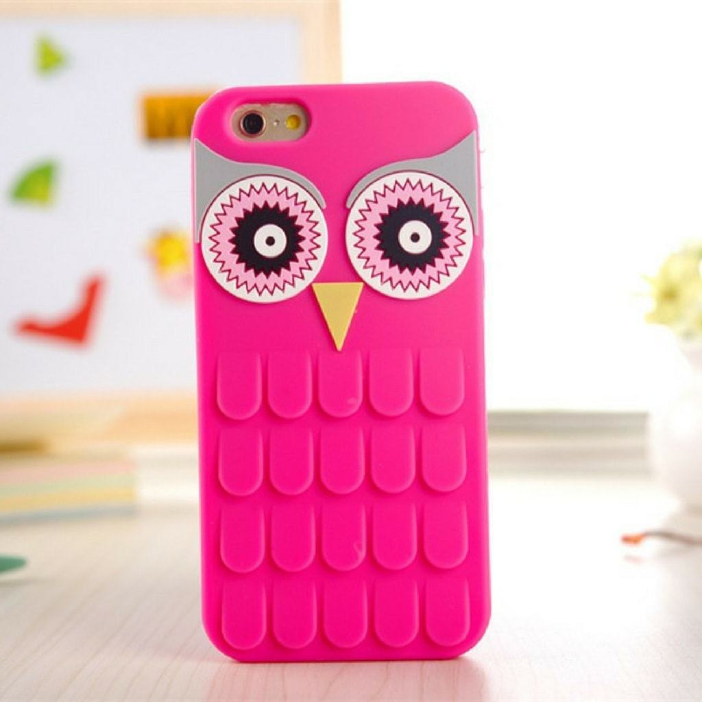 Coque Iphone 3D Hibou Rose Sk-58539-1