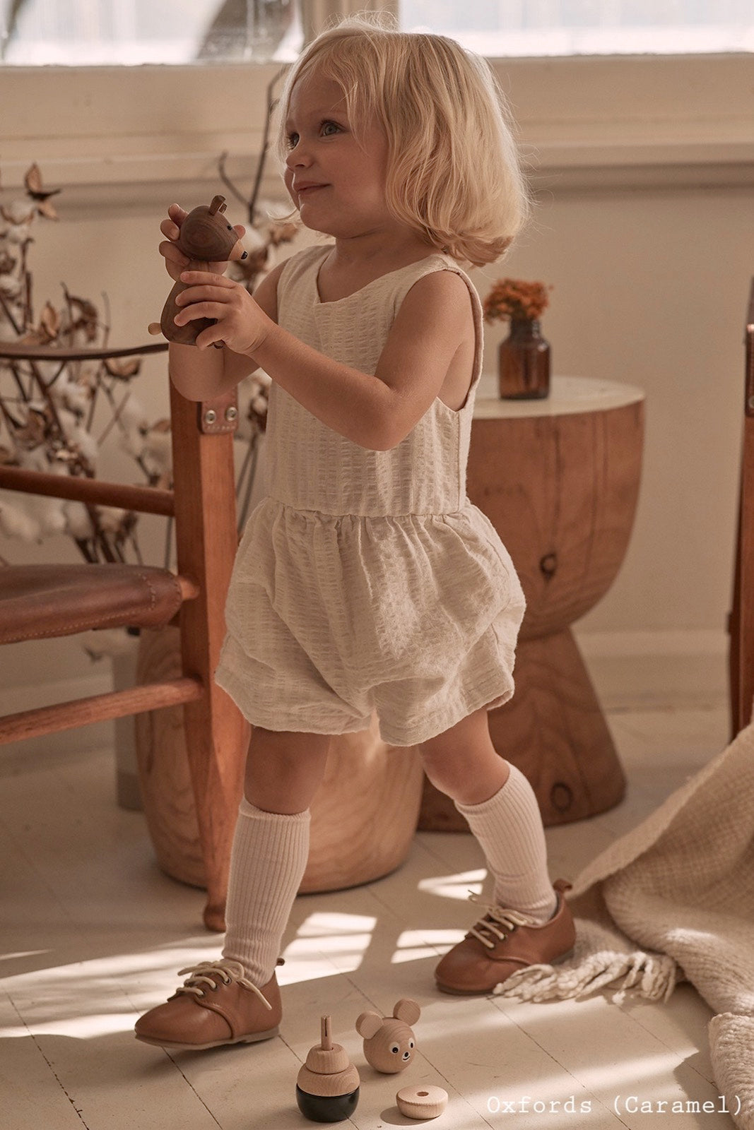 Beautiful Oxford Baby Shoes in Caramel - Natural Leather - Kit & Kate 