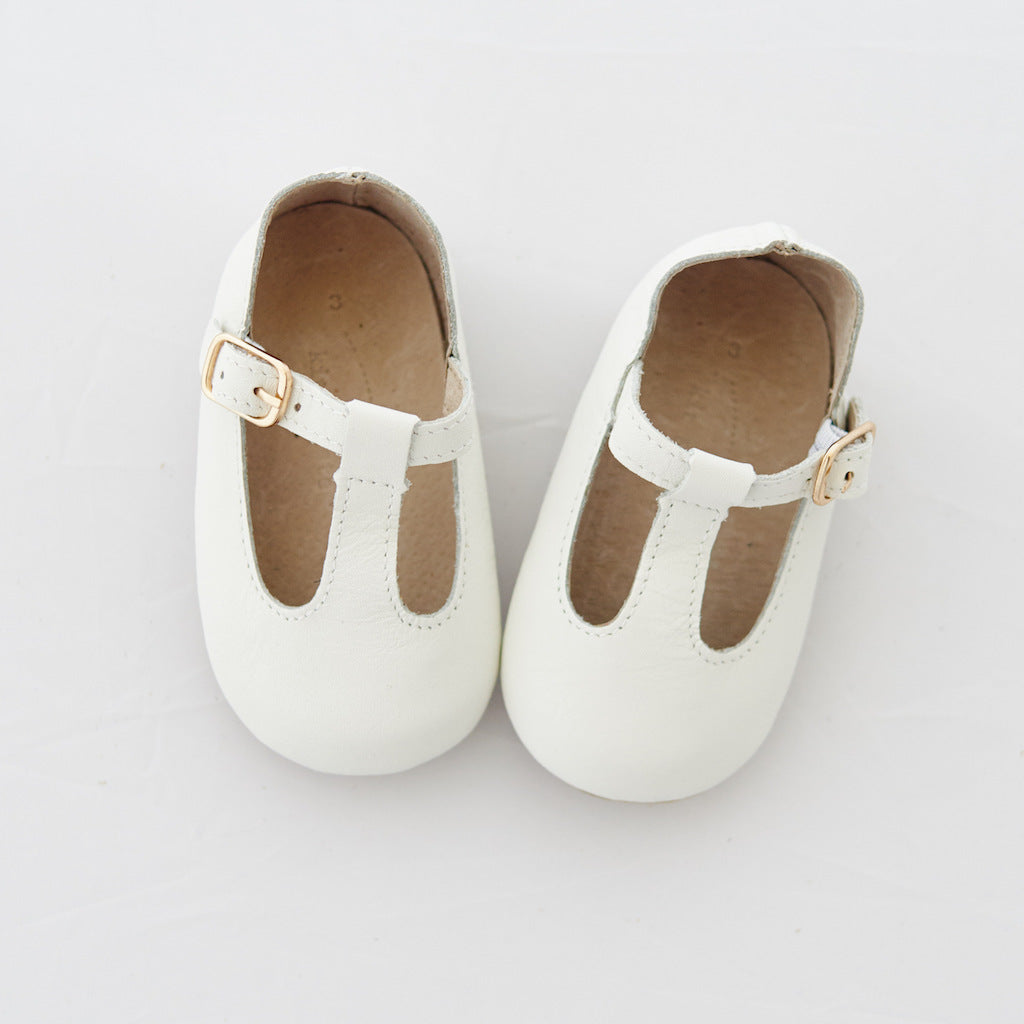 baby girl white t bar shoes