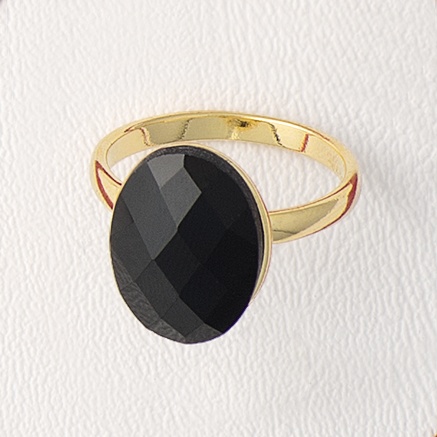 Black Onyx Gemstone Ring In Yellow Gold Filled My Jewelry Spot