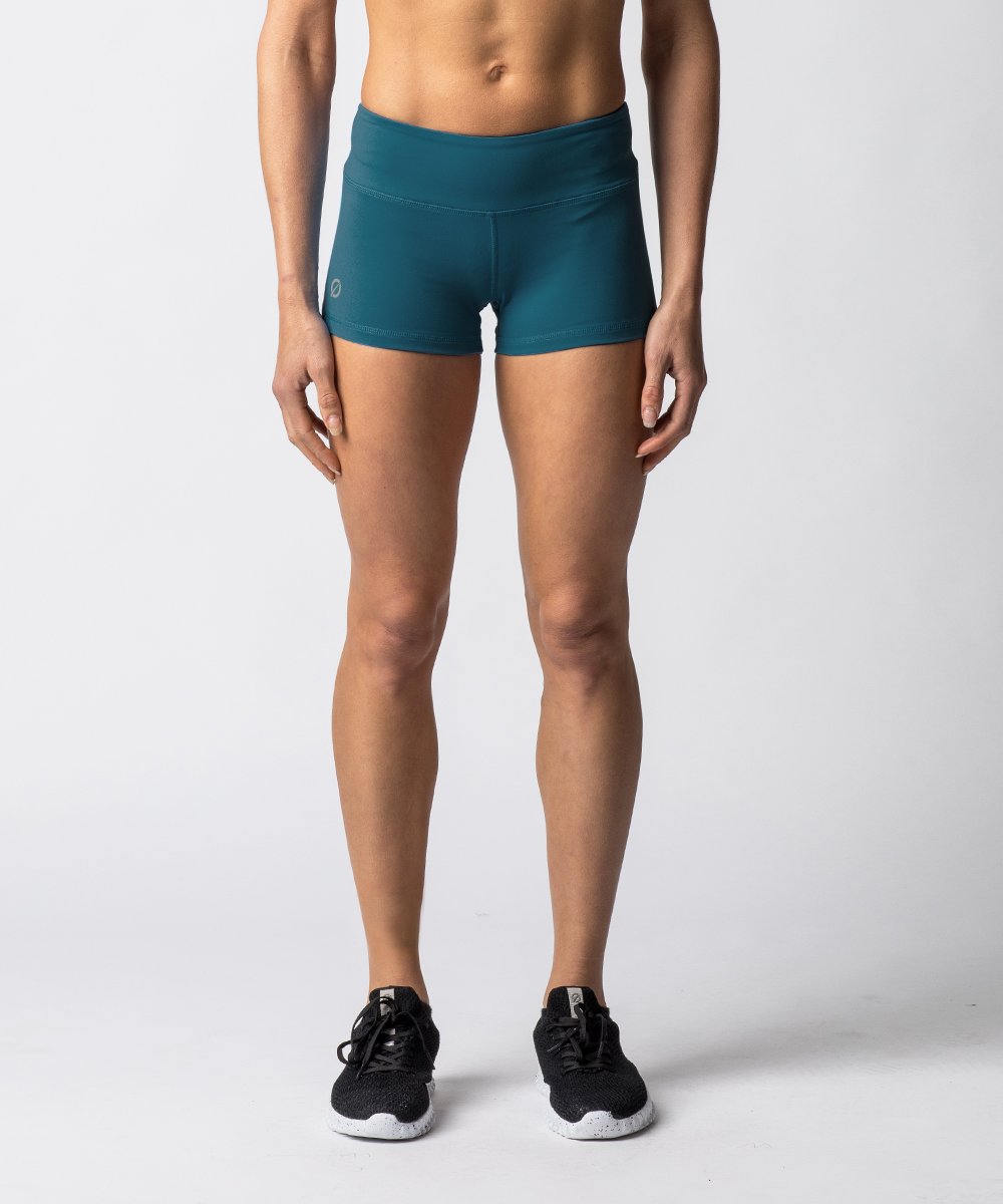 Download Women's Green booty shorts with 2" Inseam - Front View