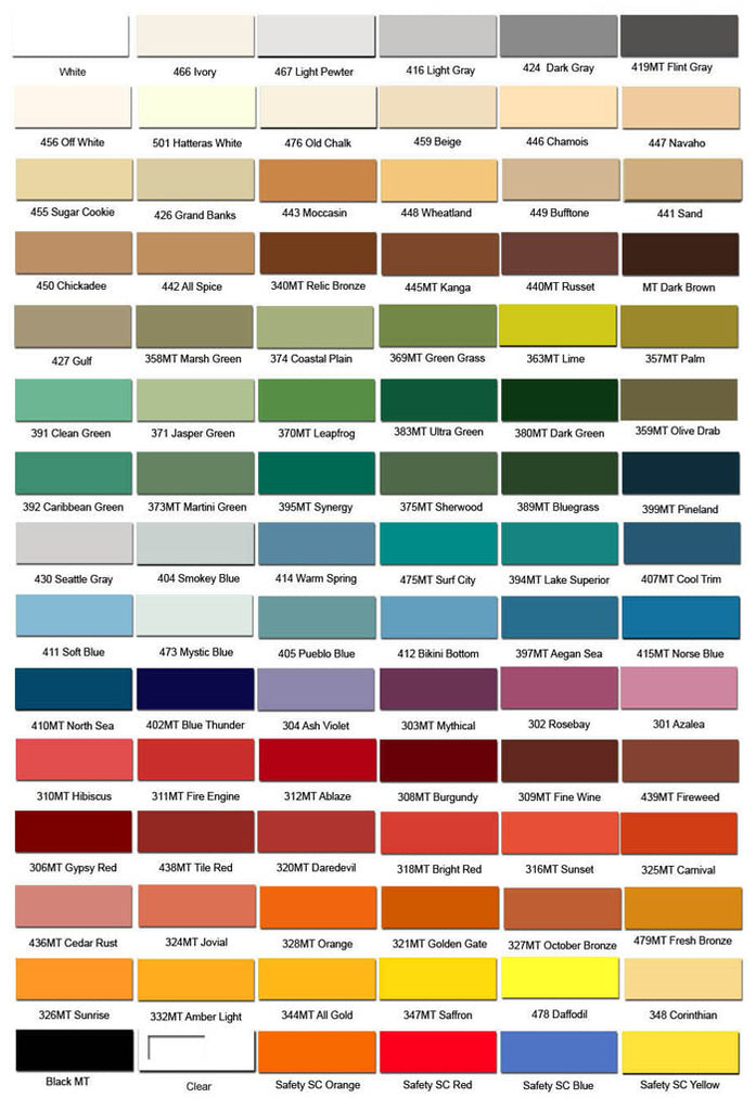 Enamel Color Chart