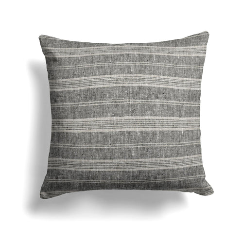 Decorative Straw Linen & Black Sunbrella Pillow Cover Modern 