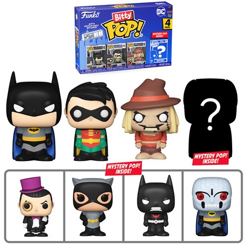 Bitty Pop! 4-Pack: DC Comics: Batman Animated: BATMAN, ROBIN, SCARECROW w/ Mystery