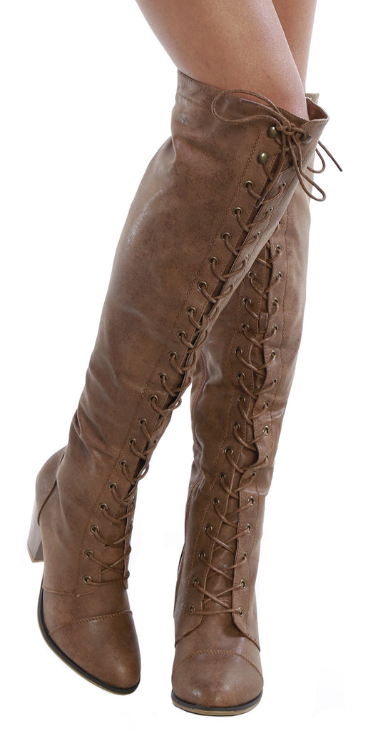 womens lace up boots tan