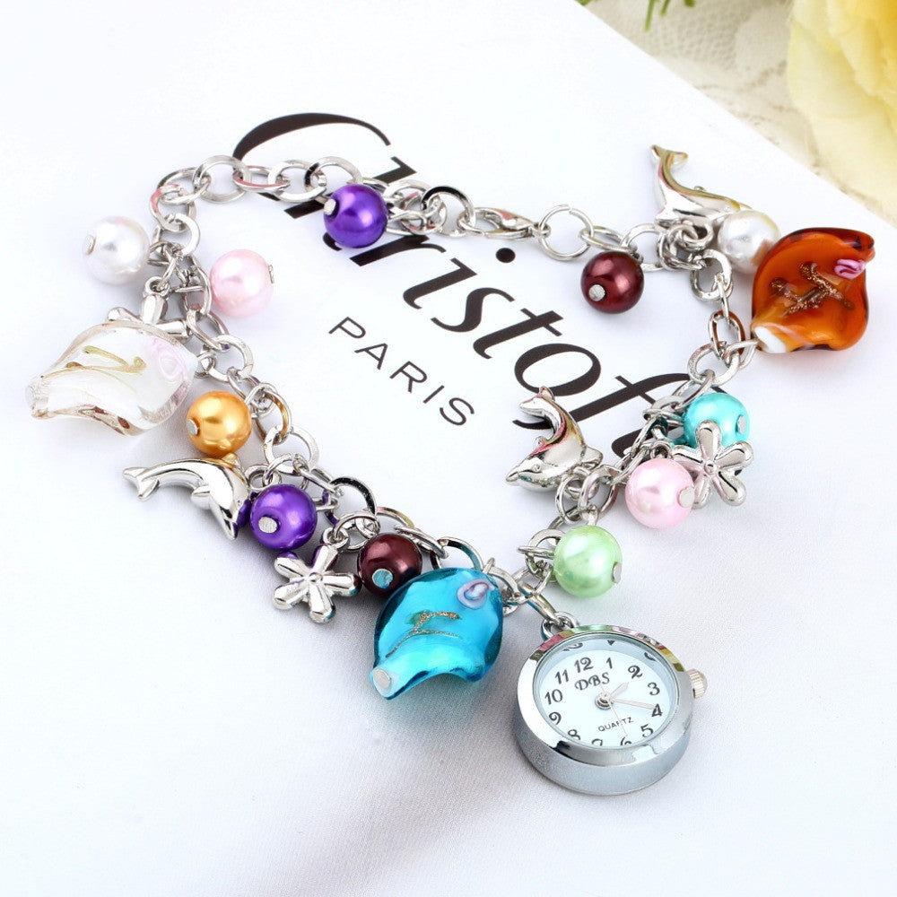 Kiss Ocean- dolphin Alloy Charming Quartz Bracelet Bangle Wrist 