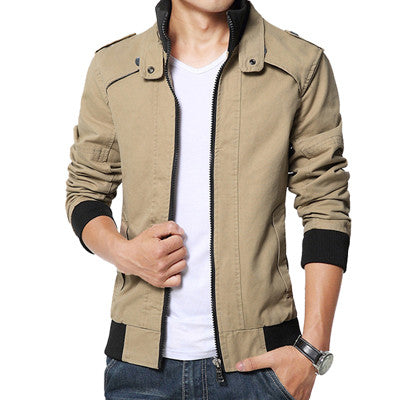 Casual Jacket Solid FallJackets and CoatsJacket Plus Size Khaki