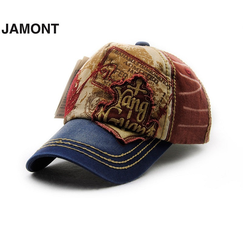 JAMONT Vinatge Stylish Pure Cotton Embroidery Pattern Sports Outdoor Camping Duck Tongue Hat Basebal