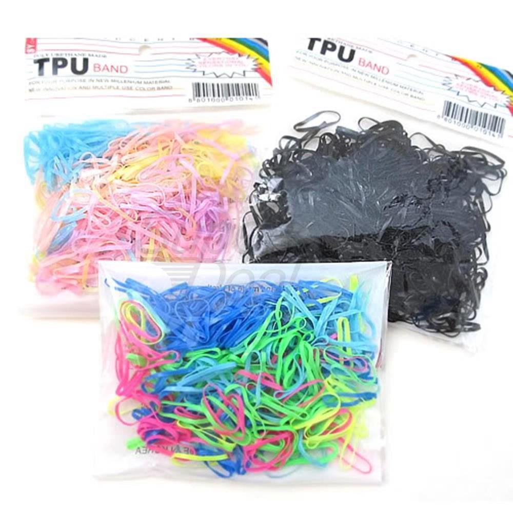 300pcsRubber Rope Ponytail Holder Elastic Hair Band Ties Braids Plaits