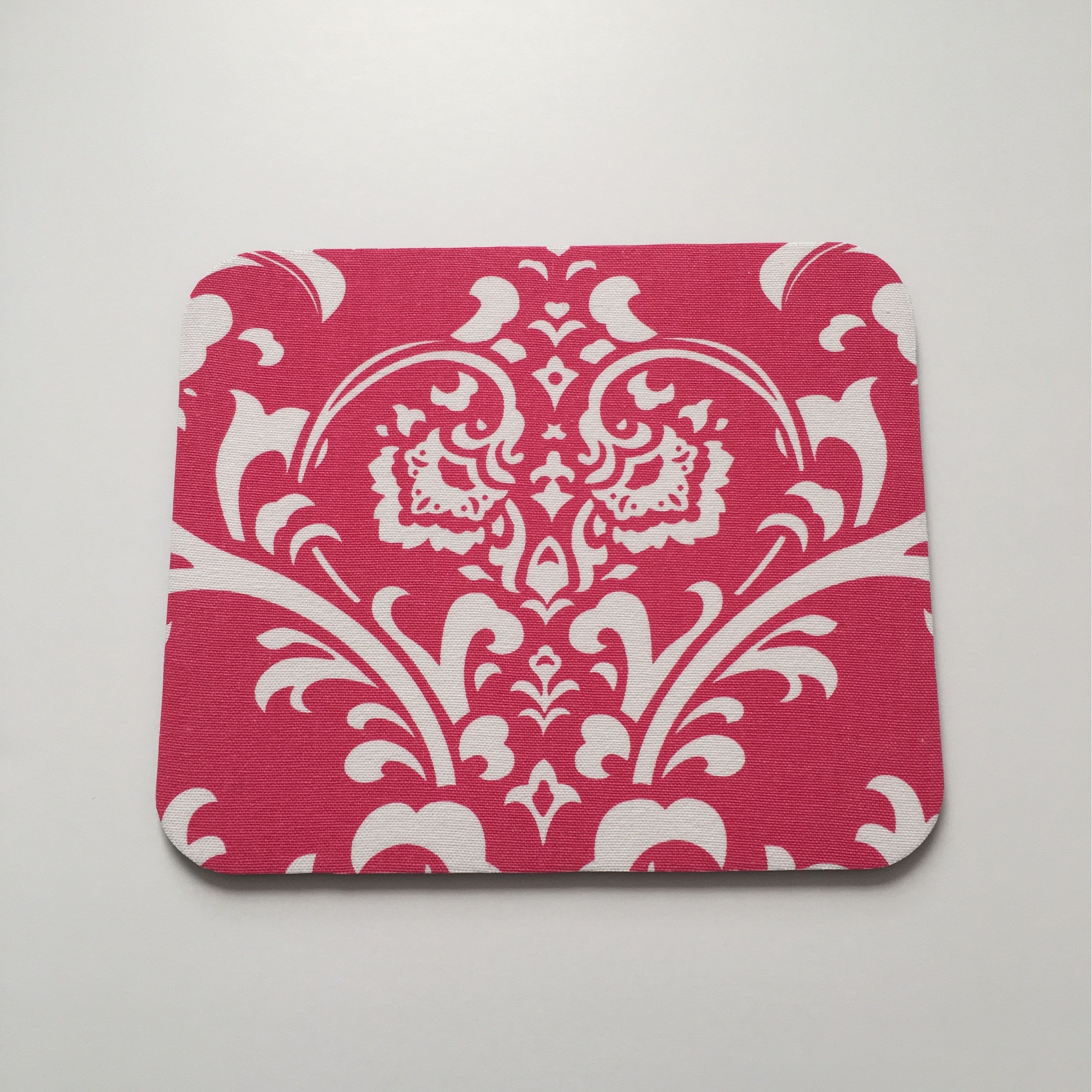 Hot Pink And White Damask Mouse Pad High Quality Office Desk