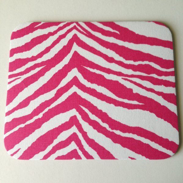 Hot Pink And White Zebra Animal Print Mouse Pad Office Desk Decor