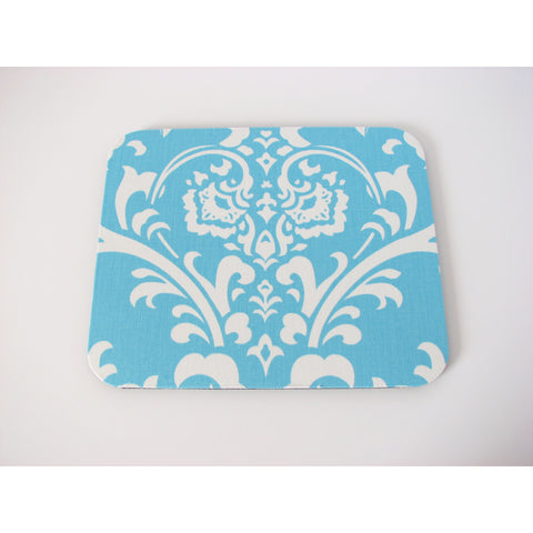 Light Sky Blue White Damask Mouse Pad Office Desk Decor