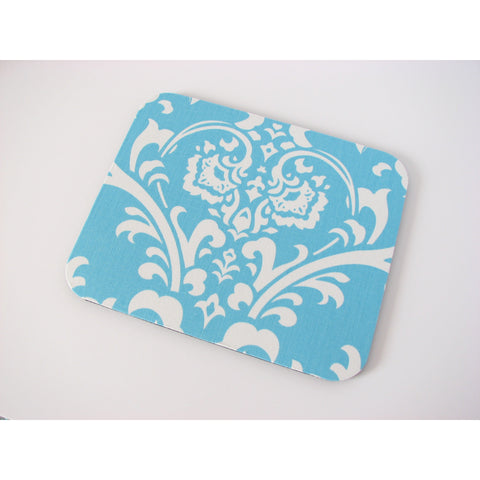 Light Sky Blue White Damask Mouse Pad Office Desk Decor