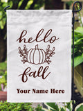 Hello Fall Personalized Garden Flag, Modern Farmhouse Pumpkin Front Porch Decor - Simply Chic Gal