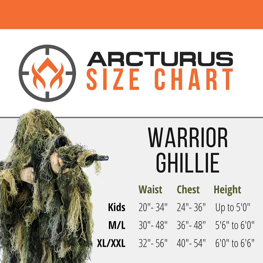 Ghillie Suit Size Chart