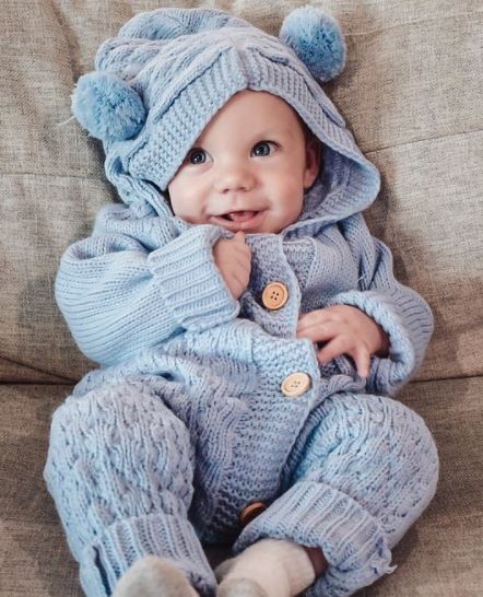 Bear Knit Onesie Charcoal My Little Wardrobe