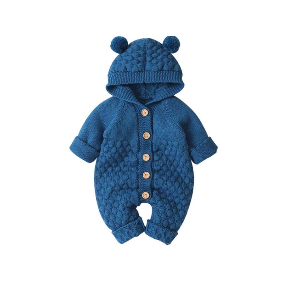 Bear Knit Onesie Charcoal My Little Wardrobe