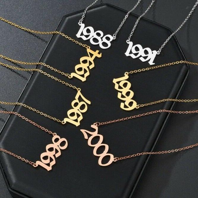 birth year necklace sterling silver