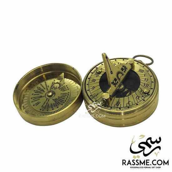 Solid Brass Sundial With Compass & Guidance Case - Free Engraving - Rassme