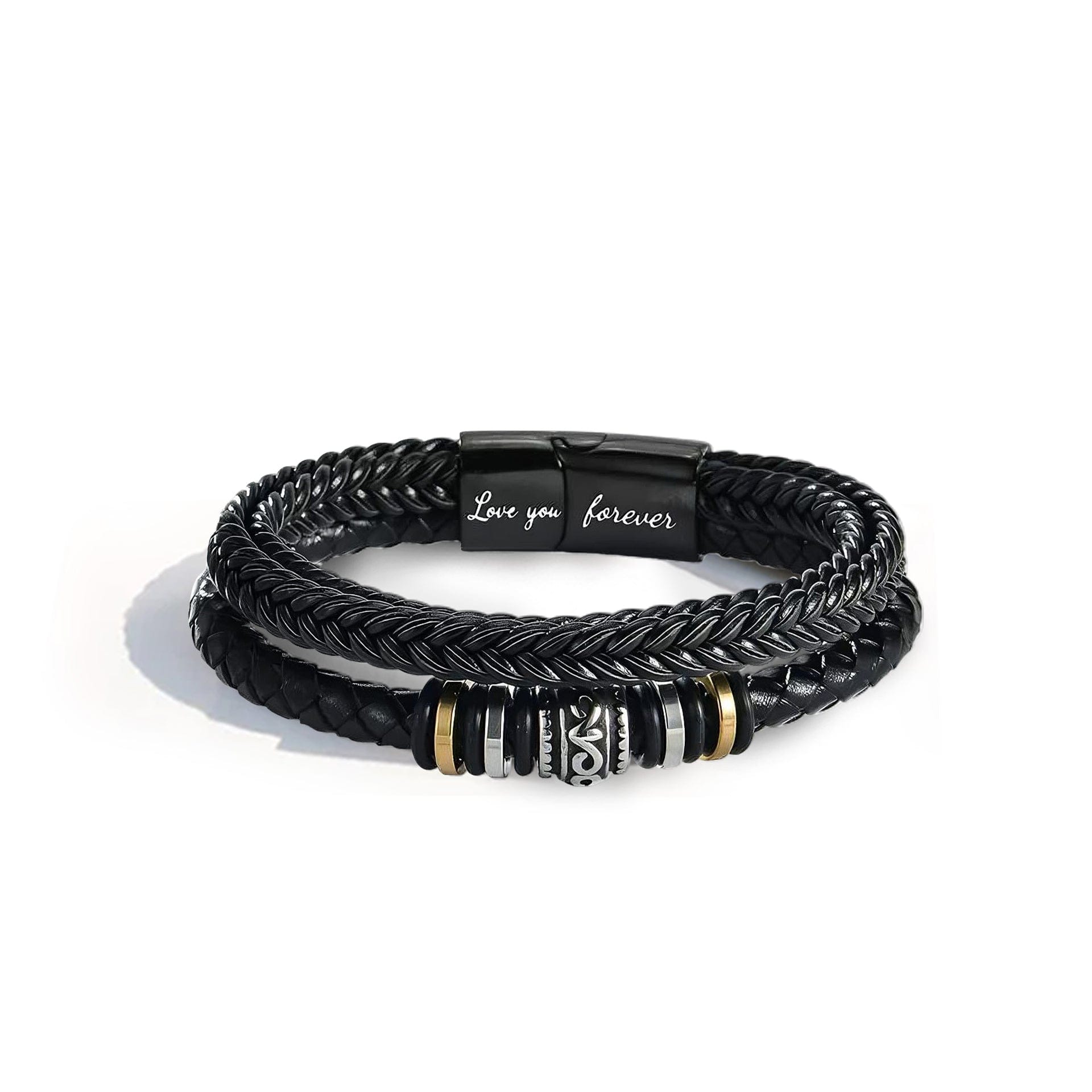 to My Son Bracelet from Mom & Dad Men’s Bracelets for Son Black Bracelet Leather “Forever Linked with My Son” Handmade Men's Braided Rope Bracelets
