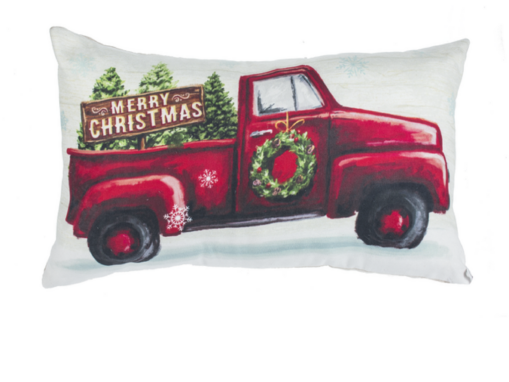 red truck christmas pillow