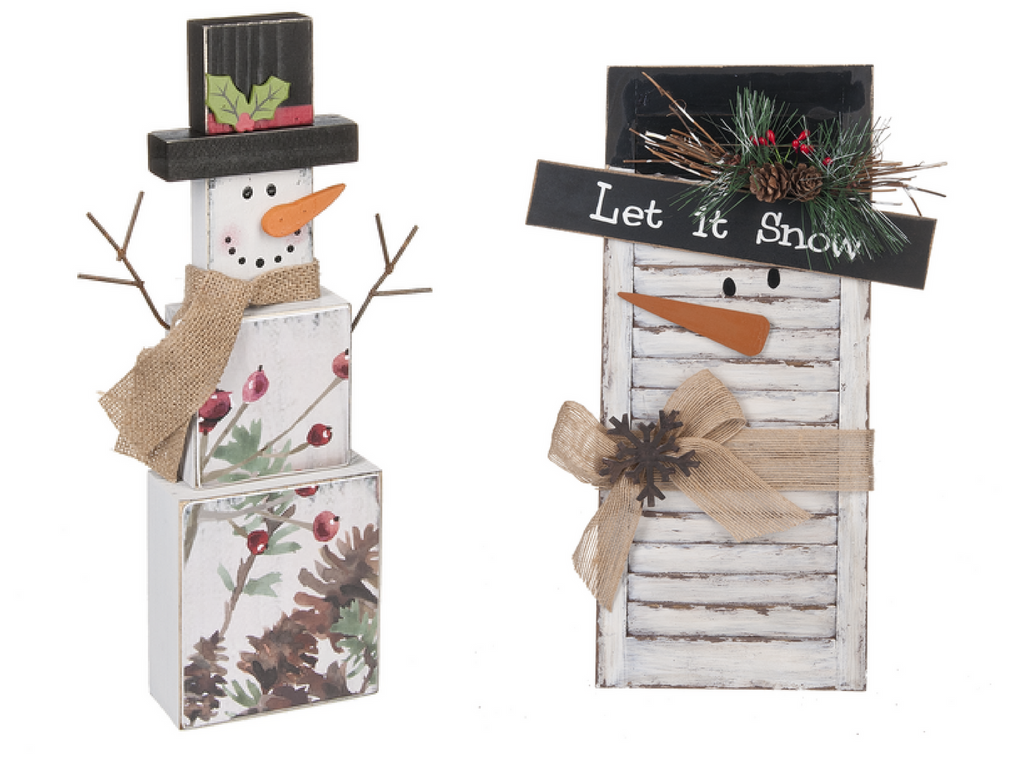 rustic wooden snowmen