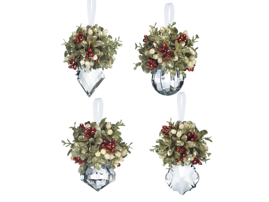 cryatal and holly ornaments