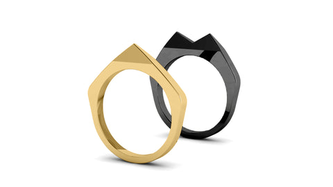 Open Point Self Defense Rings Plated in 14K Yellow Gold and Black