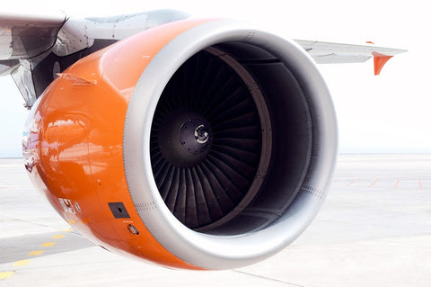 Orange Jet Engine with Stainless Steel Fan