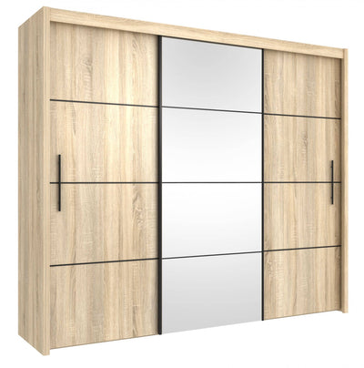 furniture24-eu Wardrobe with Sliding Doors / Bedroom Cabinet / Wiki  (130/200/60 cm W / H / D) Sonoma Oak : : Home & Kitchen