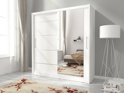 furniture24-eu Wardrobe with Sliding Doors / Bedroom Cabinet / Wiki  (130/200/60 cm W / H / D) Sonoma Oak : : Home & Kitchen