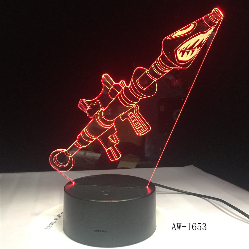 3d Scar Lamp Rocket Launcher Led Night Lamps Fortnit 3d Lights 7 Color Changing For Bedroom Home Decor Birthday Gifts Aw 1653