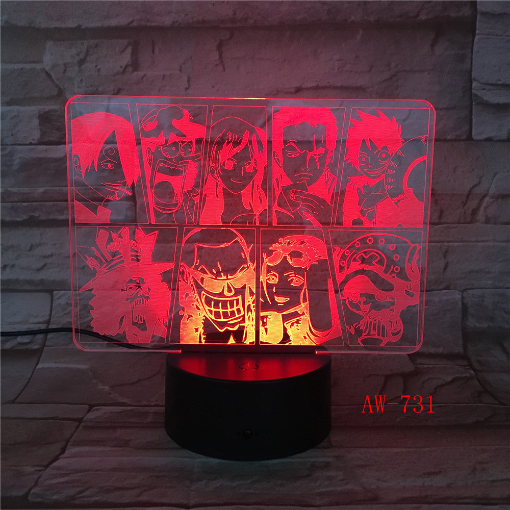 One Piece Team Night Light Luffy Sanji Zoro Nami 3d Led Illusion Table The 3d Lamp