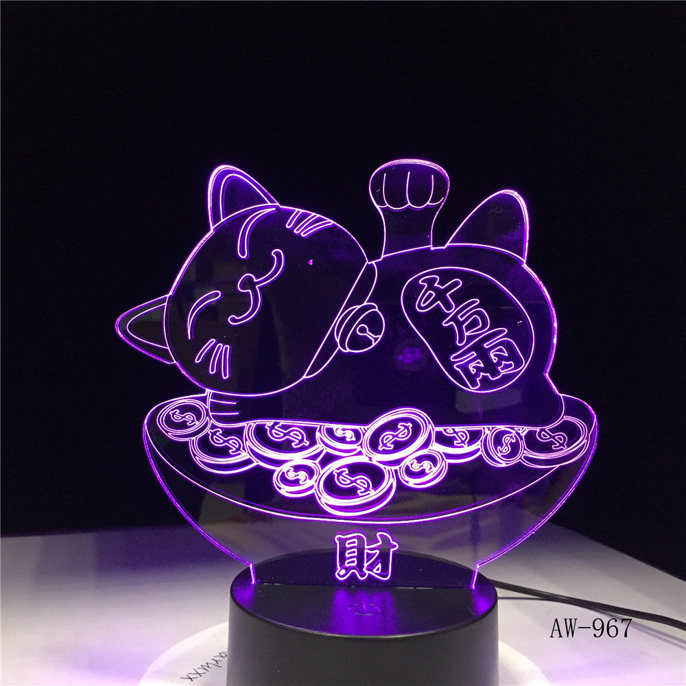 Japanese Good Fortune Treasure Cat 3d Night Lava Lamp Creative 7 Color Changing Led Light Mood Bedroom Table Decor Gift Aw 967