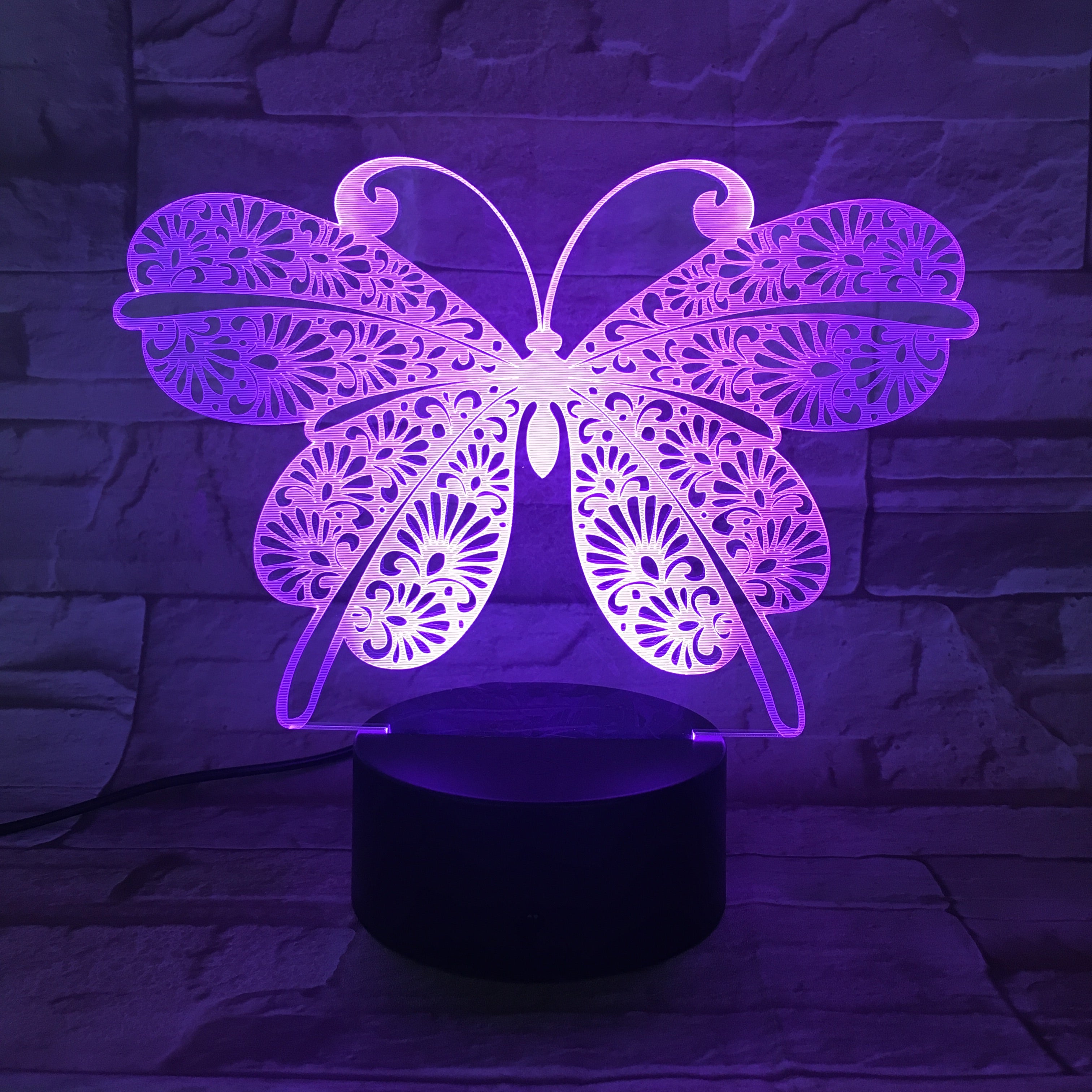 Download Butterfly 3d Visual Illusion Lamp Transparent Acrylic Night Light Led The 3d Lamp