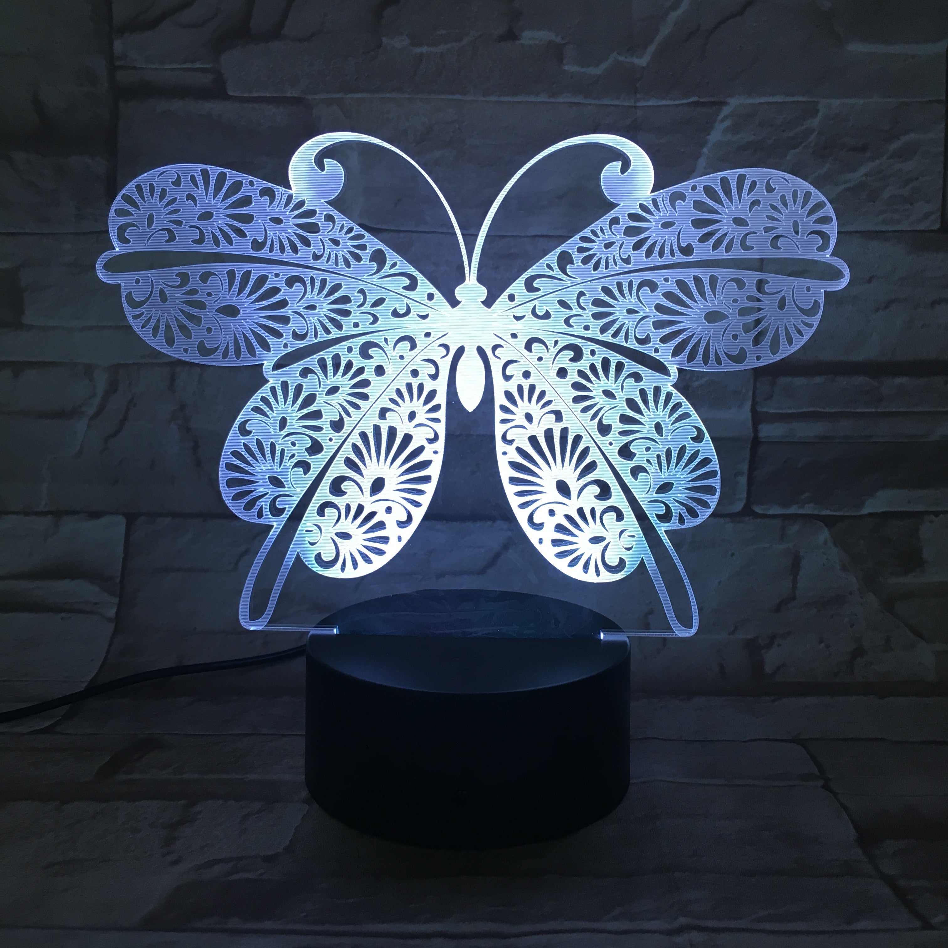 Download Butterfly 3d Visual Illusion Lamp Transparent Acrylic Night Light Led The 3d Lamp