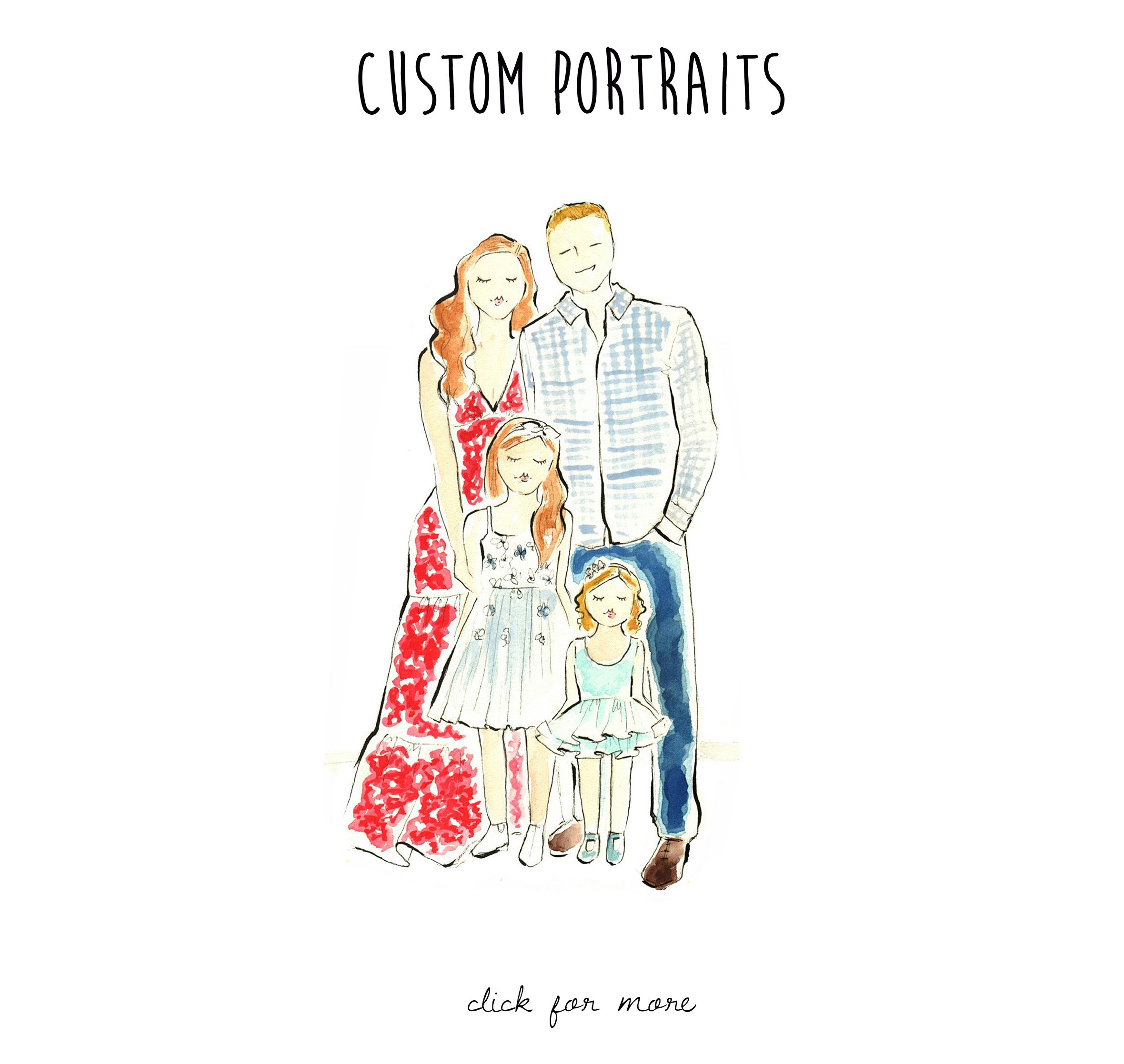 Custom Watercolor Family Portraits 