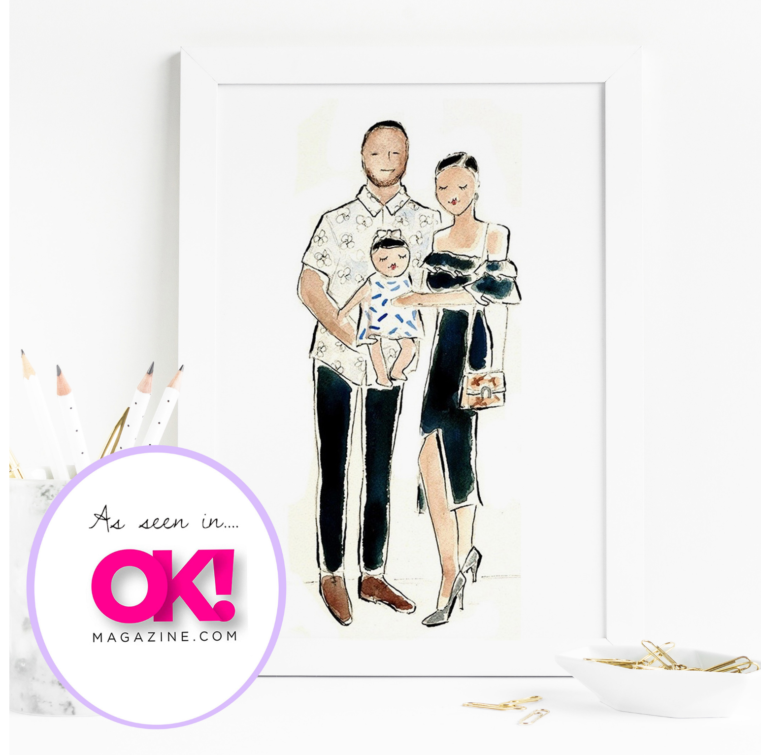 Custom Watercolor Family Portraits by Lacee swan