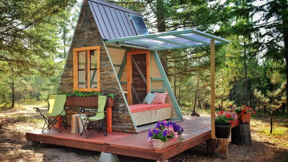 Tiny A-Frame Cabin built by couple for just $700 in only 3 weeks