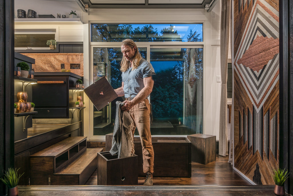 Escher Tiny House on Wheels by New Frontier Tiny Homes - Living Room