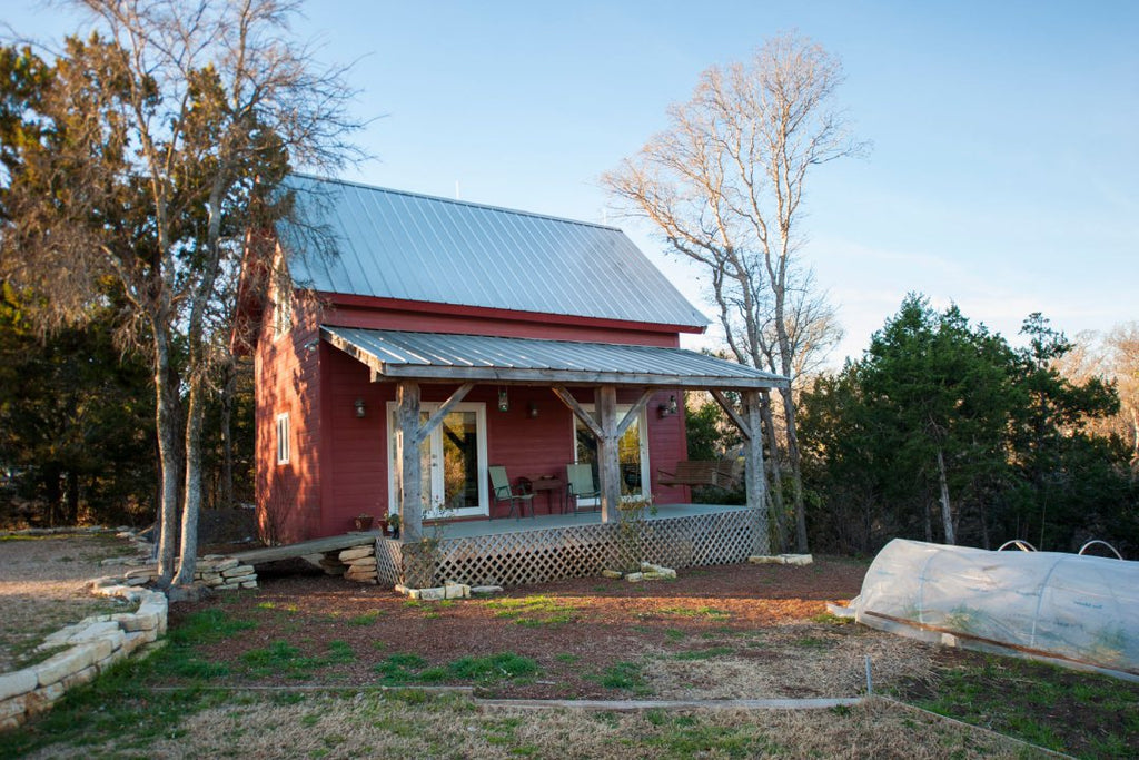 Dry Creek Guest House restored barn exterior in Waco, Texas