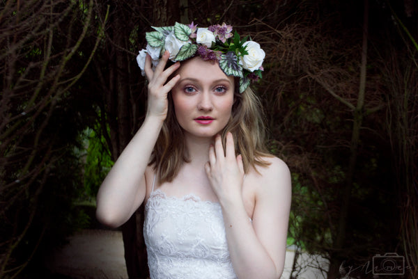 ivory flower crown wedding