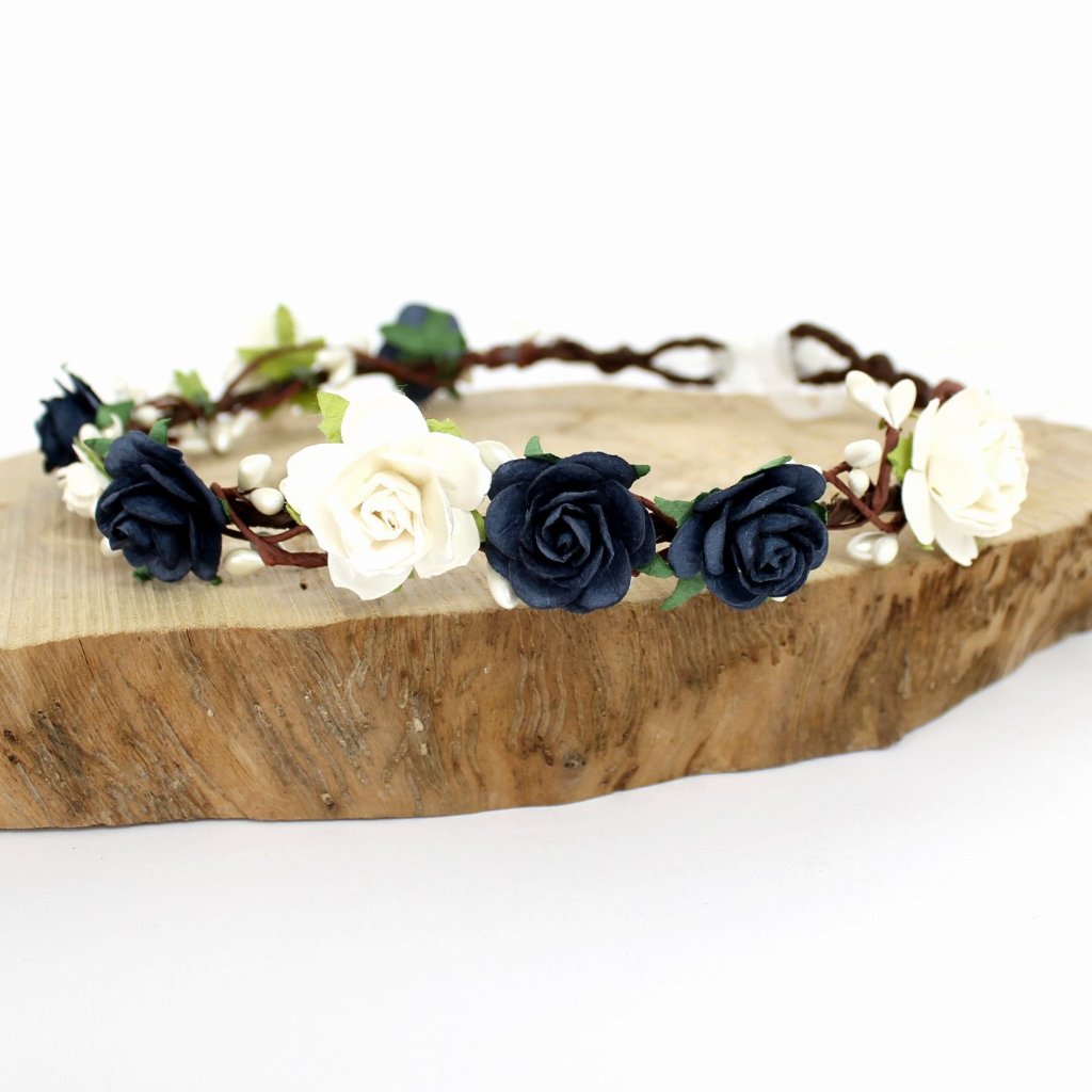 navy blue flower crown