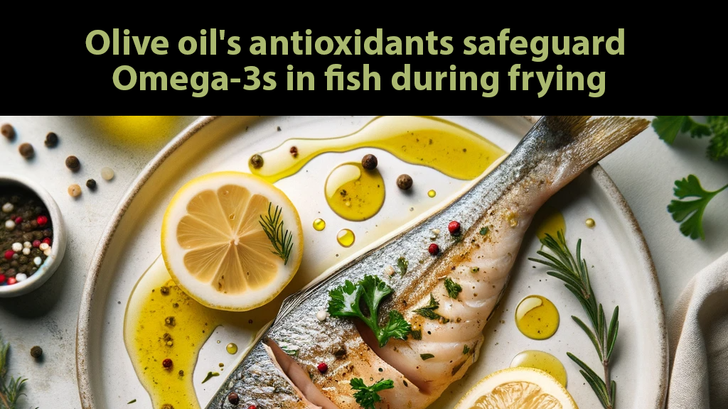 fish filet on a plate drizzled with olive oil. Olive Oil Antioxidants safeguard omega-3