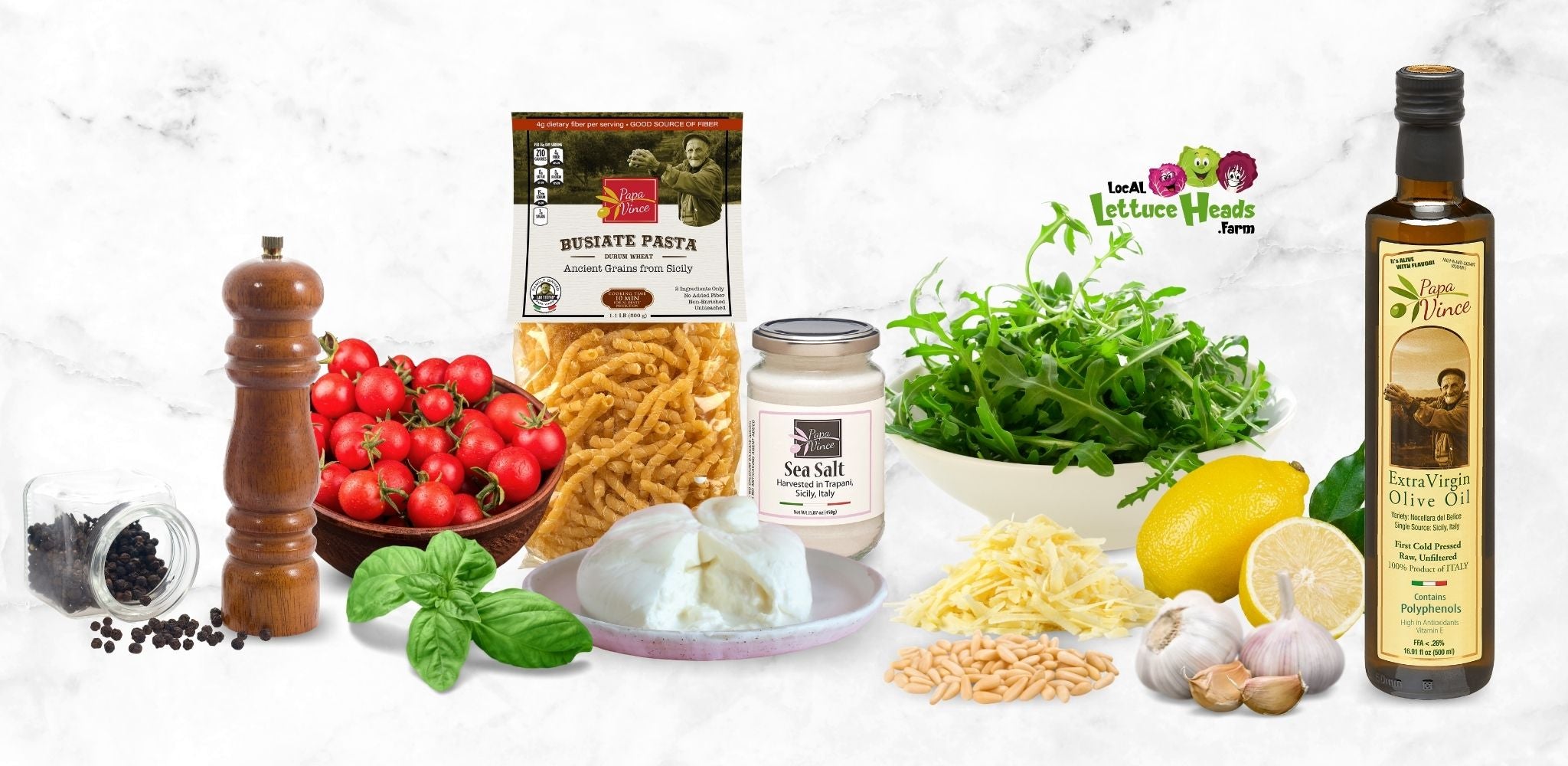 Ingredients for Arugula Pesto Pasta Salad