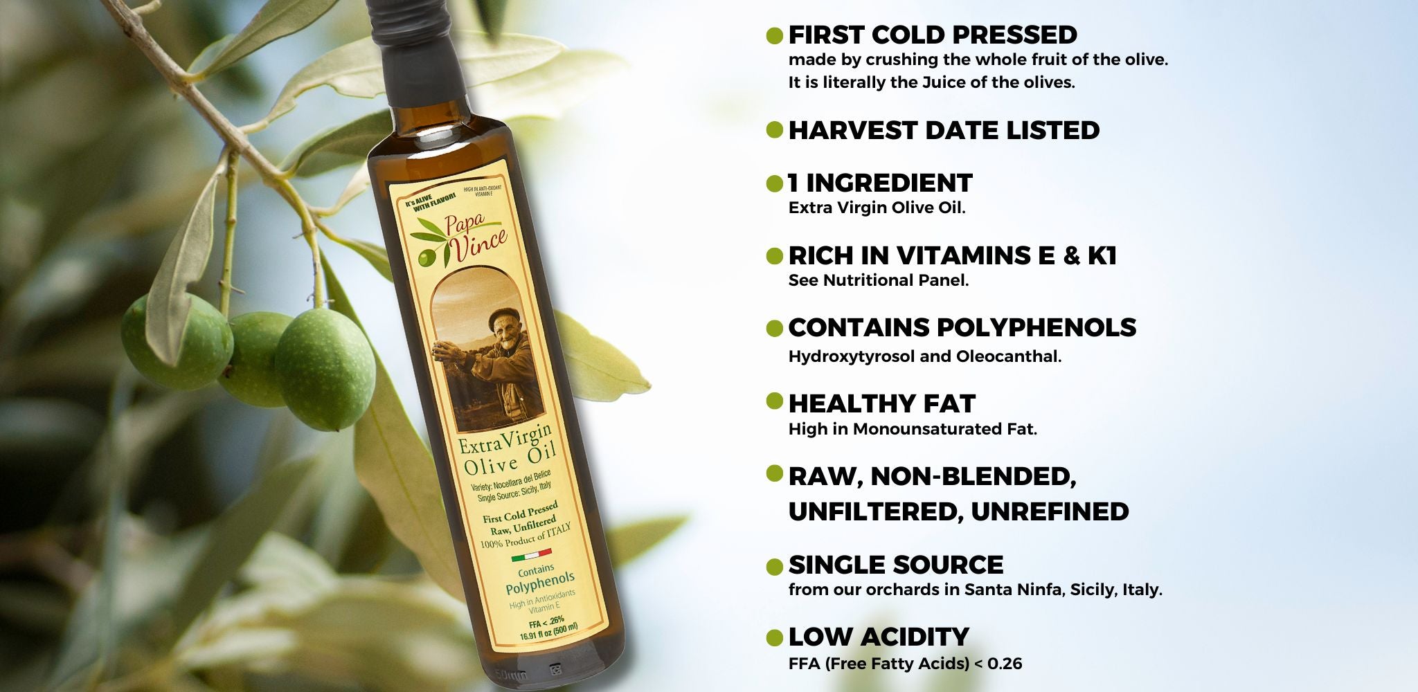 High-Quality Extra Virgin Olive Oil from Papa Vince features