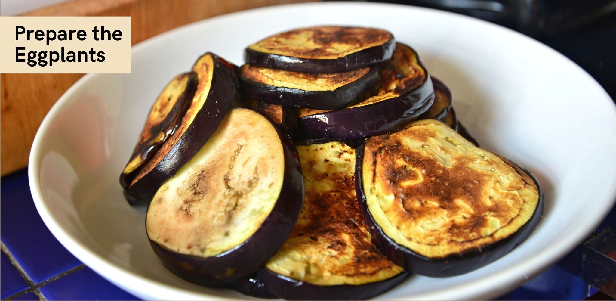 Roasted Eggplants in a plate for using as base for Eggplant Pizza